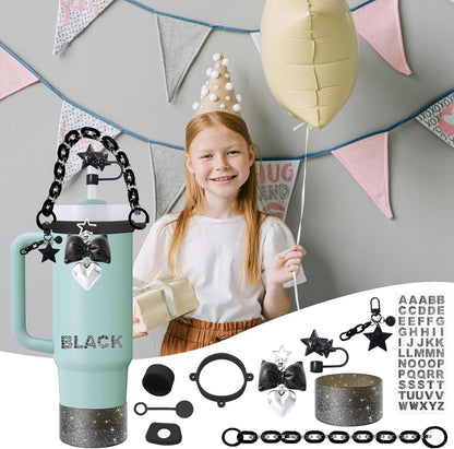 Accessories Set for Stanley Cup,Water Bottle Handle Strap,Straw Topper,Silicone Cover Cap and Boot,Keychain Charms,Handle Charms,Initials Sticker for Stanley Tumbler 40oz/30oz(Purple Ocean)
