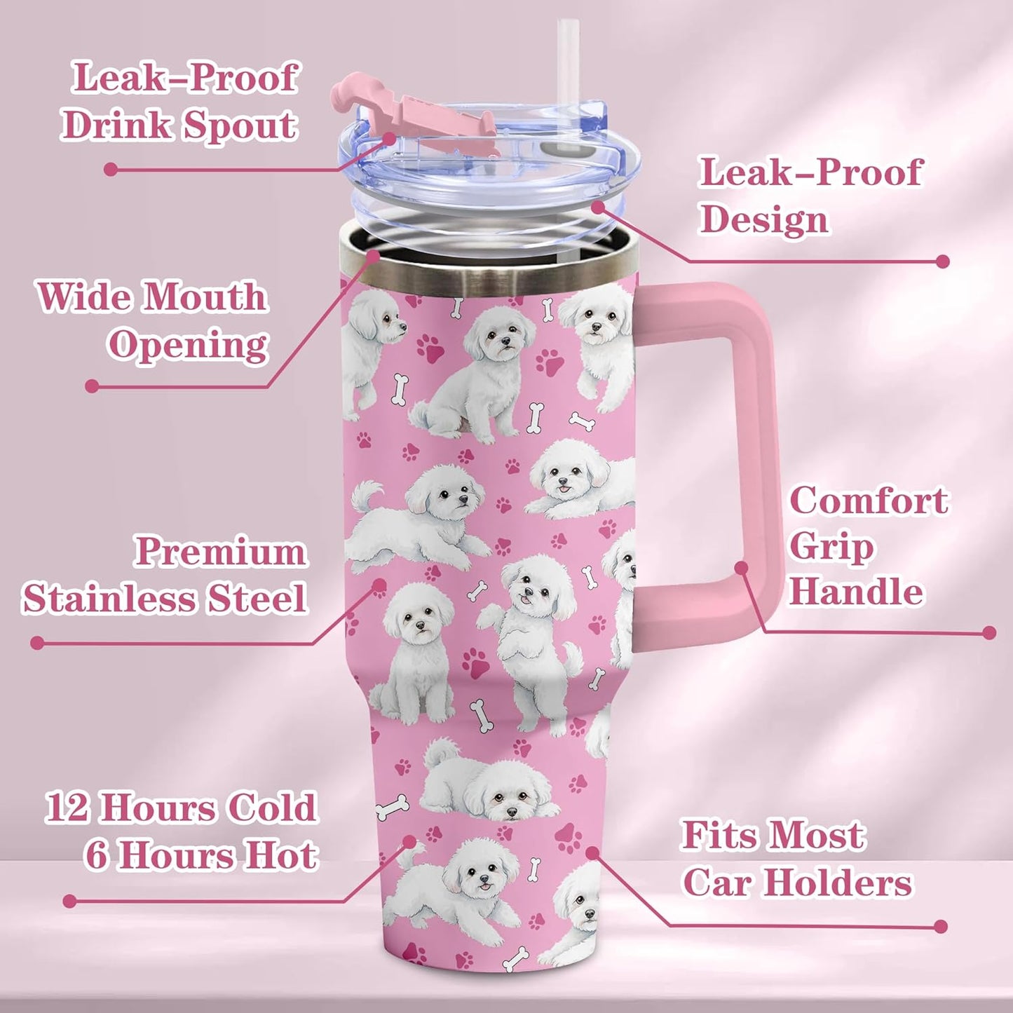 Beagle Gifts for Women Men, 40oz Stainless Steel Insulated Tumbler Travel Cup Mug, Funny and Unique Beagle Gifts for Dog Lover - Colors A