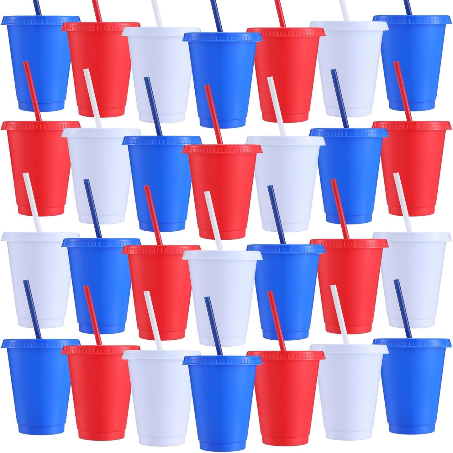 Sieral 30 Pack Cups with Lids and Straws Kids Tumbler with Straw Reusable Water Bottle Iced Coffee Travel Mug Adults Plastic Cups for Parties 16 oz (Candy Colors)