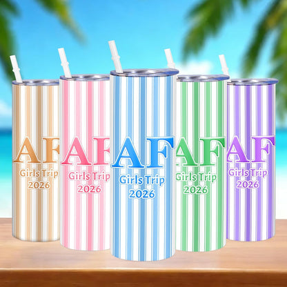 Girl Trip Gifts for Women, Personalized Girls Trip Tumblers with Name Text, Custom Beach Tumbler, Road Trips Vacation Cruise Cup with Lid and Straw, Bachelorette Party Girl Weekend Gift For Friend