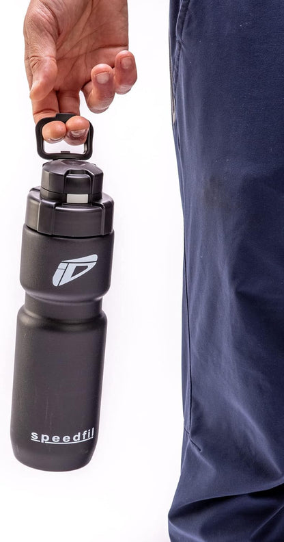 Speedfil Speedflask 21oz. Vacuum Insulated Stainless Steel Cycling Sports Water Bottle with NEW Bounce Back Lid 2.0 (Silver)