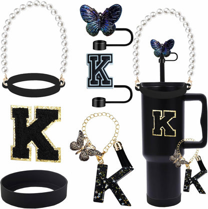 7pcs Cup Accessories for Stanley 30/40oz Tumbler, Handle Strap, Straw Cover, Silicone Boot, Letter Charm Stickers
