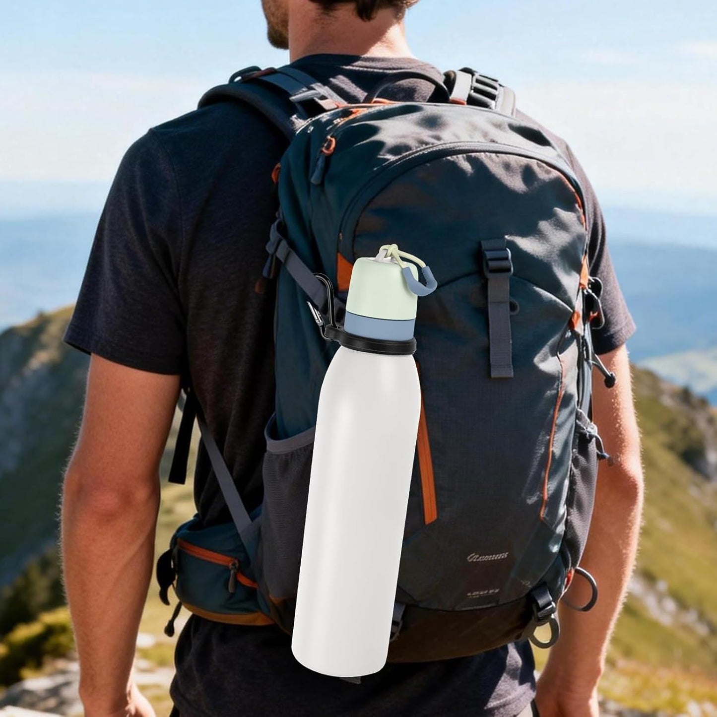 Water Bottle Clip with Carabiner, Compatible with Owala Freesip Twist 18oz/24oz, Durable Silicone Small Mouth Secure Hanging Water Bottle Holder Handle for Outdoor Hiking, Climbing, Camping