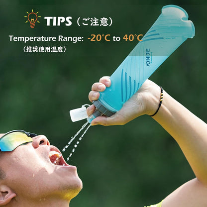 TRIWONDER Handheld Water Bottle for Running, Quick Grip Chill 17 oz Handheld Soft Water Bottle with Hand Strap Hydration Pack, BPA Sport Soft Flask (Blue)