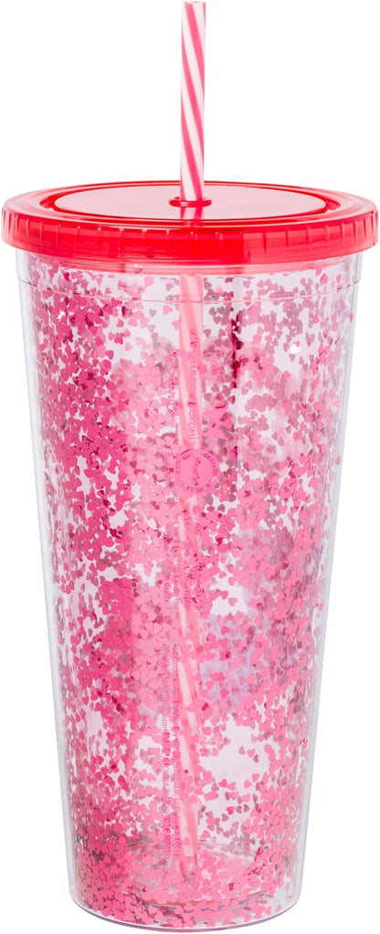 Silver Buffalo Sanrio Hello Kitty Milk Carton Pattern Plastic Boba Tumbler w Lid and Wide Straw, 24 Ounces