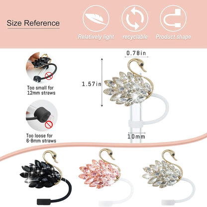 Cute Straw Cover Cap for Stanley Cup Accessories,Bling Straw Toppers for Stanley Tumbler 40&30 oz,Reusable Straws Tips Protectors Compatible with 10mm Straws