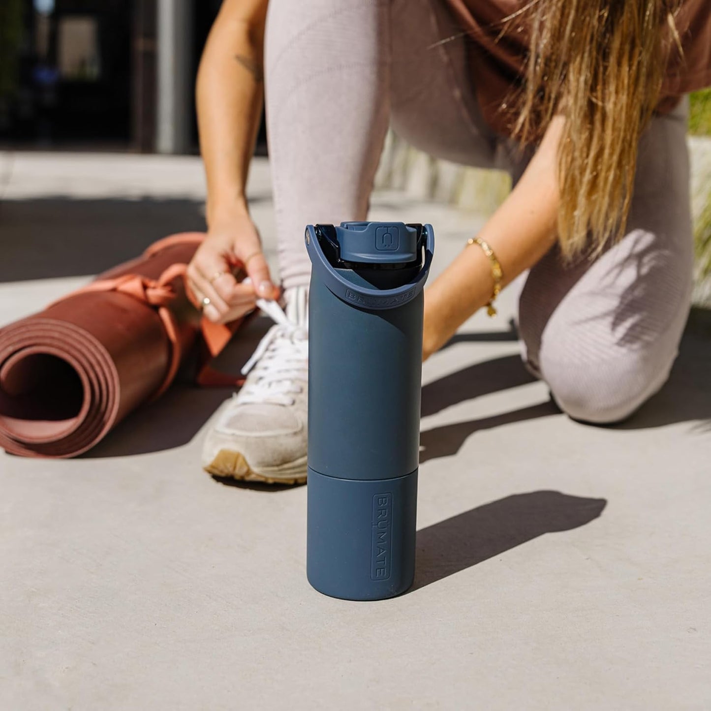 BrüMate Rise 25oz Water Bottle With 100% Leakproof Covered Silicone Straw | Insulated Stainless Steel Water Bottle | Cup-Holder Friendly | Fast Flow | Soft Sip Silicone Spout | BPA-Free (Rose Taupe)