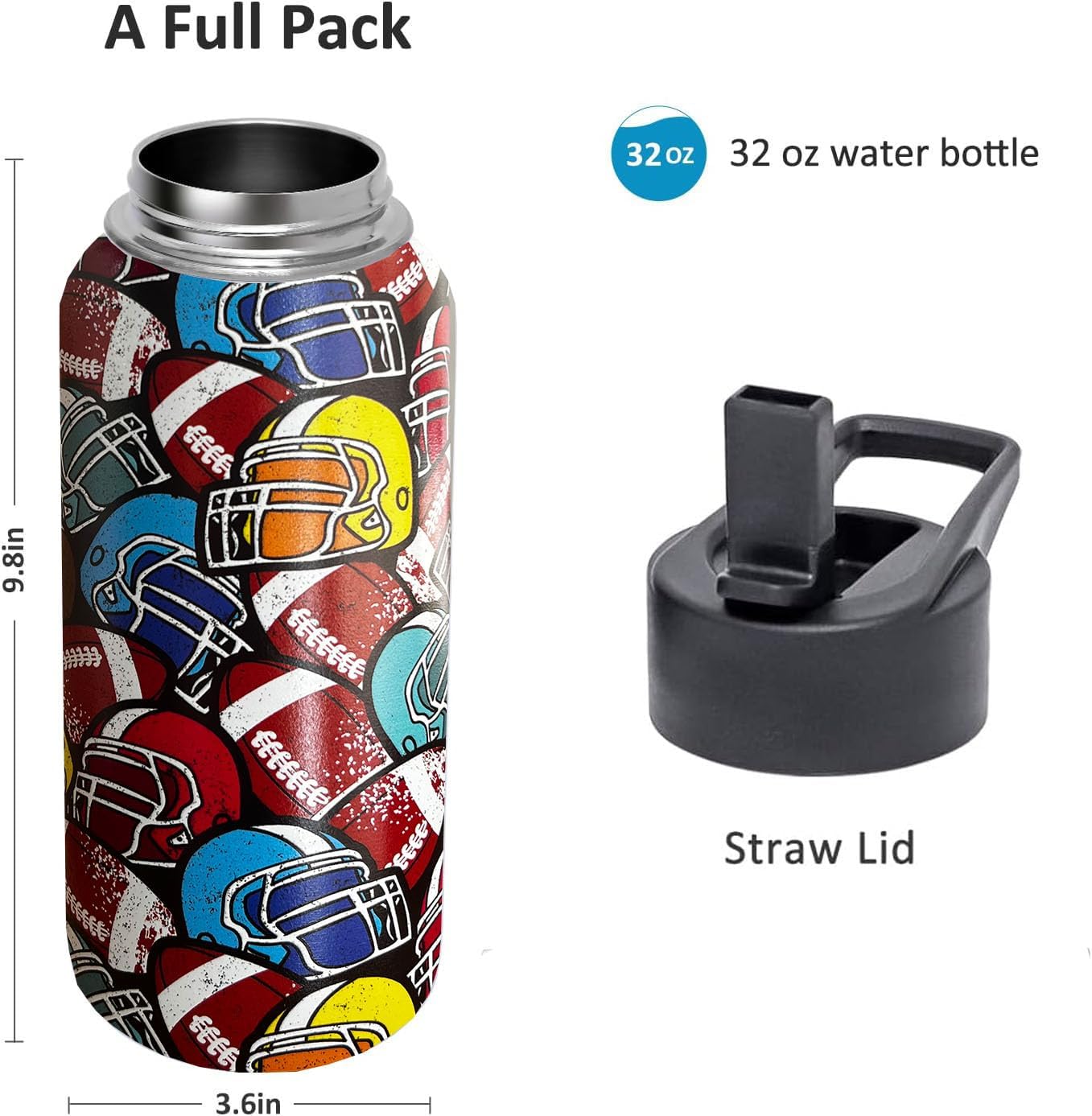 32oz Pickleball Water Bottle Insulated Vacuum Stainless Steel Tumbler Travel Mugs With Straw for Game Sport,Pickleball Accessories