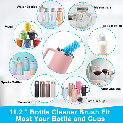 XANGNIER 5 Pcs Water Bottle Cleaner Brush Set for Owala 24oz/32oz/40oz Cup,Multifunctional Bottle Brush and Long Straw Cleaner Brush,Cleaning Kit for Owala/Stanley/Yeti Tumbler Cup Accessories