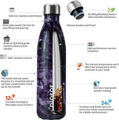 BJPKPK Insulated Water Bottle 12oz Small Stainless Steel Water Bottles Reusable Metal Thermal Keep Cold and Hot,Dreamy Purple - Colors B