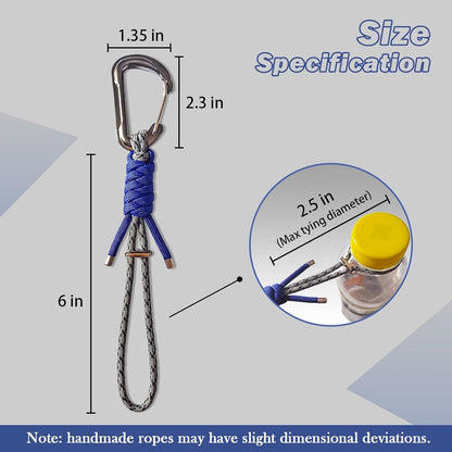 Paracord Keychain - Triangle/D-Shaped Carabiner Clip with Lanyard for Hanging Water Bottle, Key, Backpacks and More