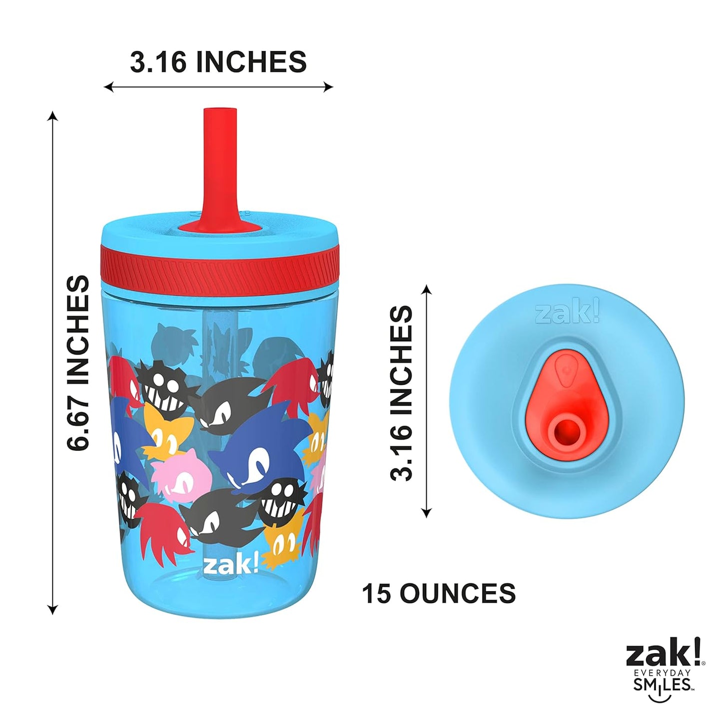 Zak Designs 15oz Bluey Kelso Tumbler Set, Leak-Proof Screw-On Lid with Straw Made of Durable Plastic and Silicone, Perfect Bundle for Kids, 2 Count (Pack of 1) - Colors B