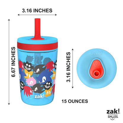 Zak Designs 15oz Bluey Kelso Tumbler Set, Leak-Proof Screw-On Lid with Straw Made of Durable Plastic and Silicone, Perfect Bundle for Kids, 2 Count (Pack of 1) - Colors B