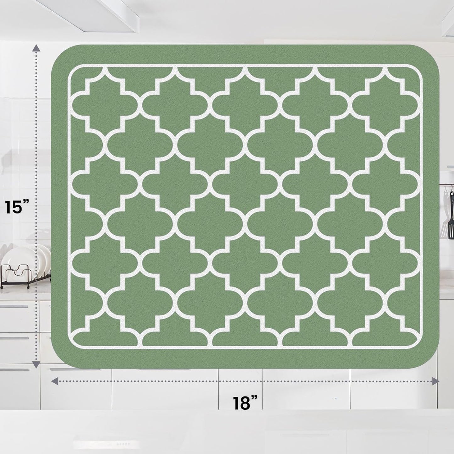 WISELIFE Dish Drying Mat Super Absorbent Drying Mat Large Dish Drying Mats for Kitchen Counter Easy Clean Dish Mat Kitchen Drying Mat15"x 18" Stylish Grey