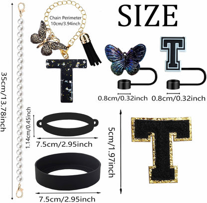 7pcs Cup Accessories for Stanley 30/40oz Tumbler, Handle Strap, Straw Cover, Silicone Boot, Letter Charm Stickers