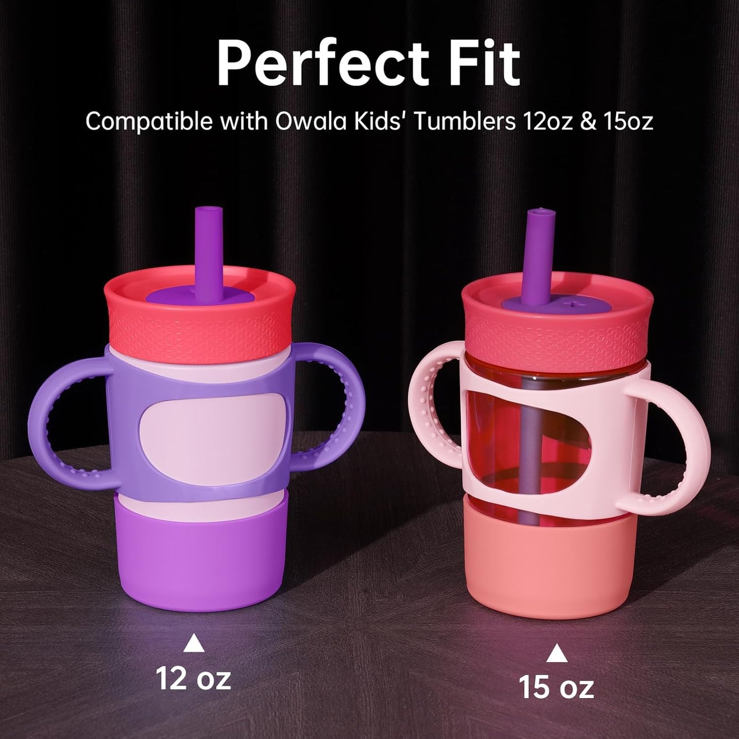 NiHome Silicone Double Handle & Boot Fit for Owala Kids’ Tumbler Zak Kelso Tumbler 12oz 15oz, Easy to Install for Toddlers to Grip & Train, Shock-Absorbing Bottom Sleeve Drop Protection (Blue)