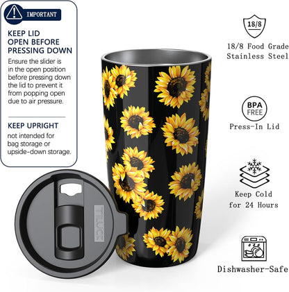 TILUCK 20 oz Insulated Tumbler with BPA-Free Lid, Stainless Steel Vacuum Travel Coffee Mug, Double Wall Coffee Tumbler（20oz，Matte DarkBlue）