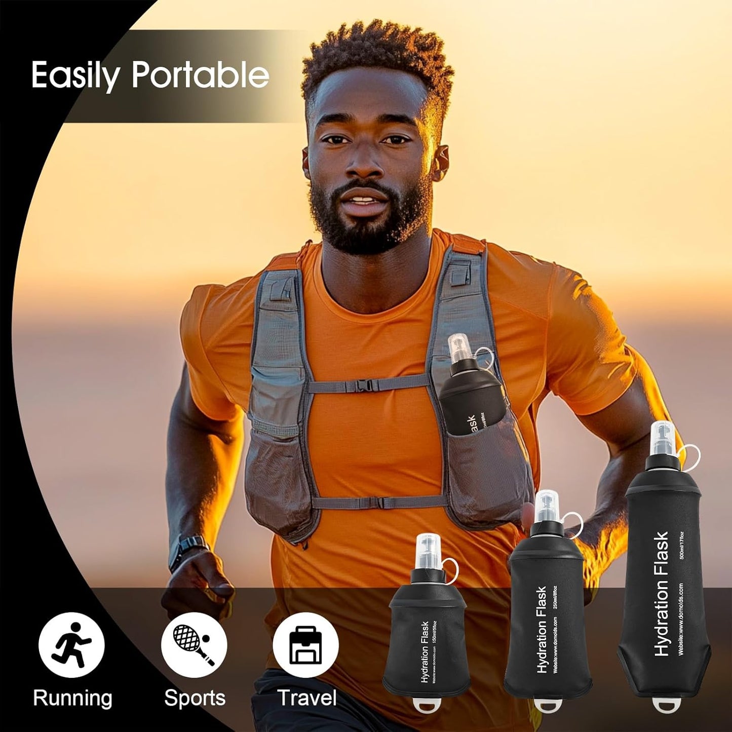 WILDREEDS 500ml Soft Flask, TPU Collapsible Soft Water Bottle for Hydration Pack, Running Vest, Folding Water Bottle for Hiking Cycling Climbing-1Pcs, White