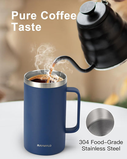 RAYMYLO Insulated Coffee Mug 12 oz, Double Wall Stainless Steel Coffee Mug with Lids, Leak-Proof & Detachable Slider Lid for Thorough Clean, Keeps Coffee Cold for 9 Hrs, Suitable for Camp Home Office