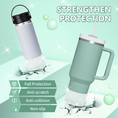 WUQID Protective Bling Silicone Boot Sleeve, Compatible with Stanley Tumbler 20-40oz & Hydro Flask Bottle 12oz-24oz, Glitter Reduces Dents Sleeve Cover for More Bottles/Tumblers Bottom of 2.83-2.95in