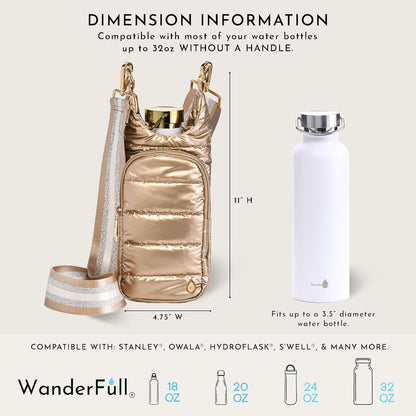 WanderFull Original HydroBag Fits Up to 32 oz Water Bottle Holder with Strap – Hands-Free Crossbody Water Bottle Carrier Bag with Phone Pocket - Colors A