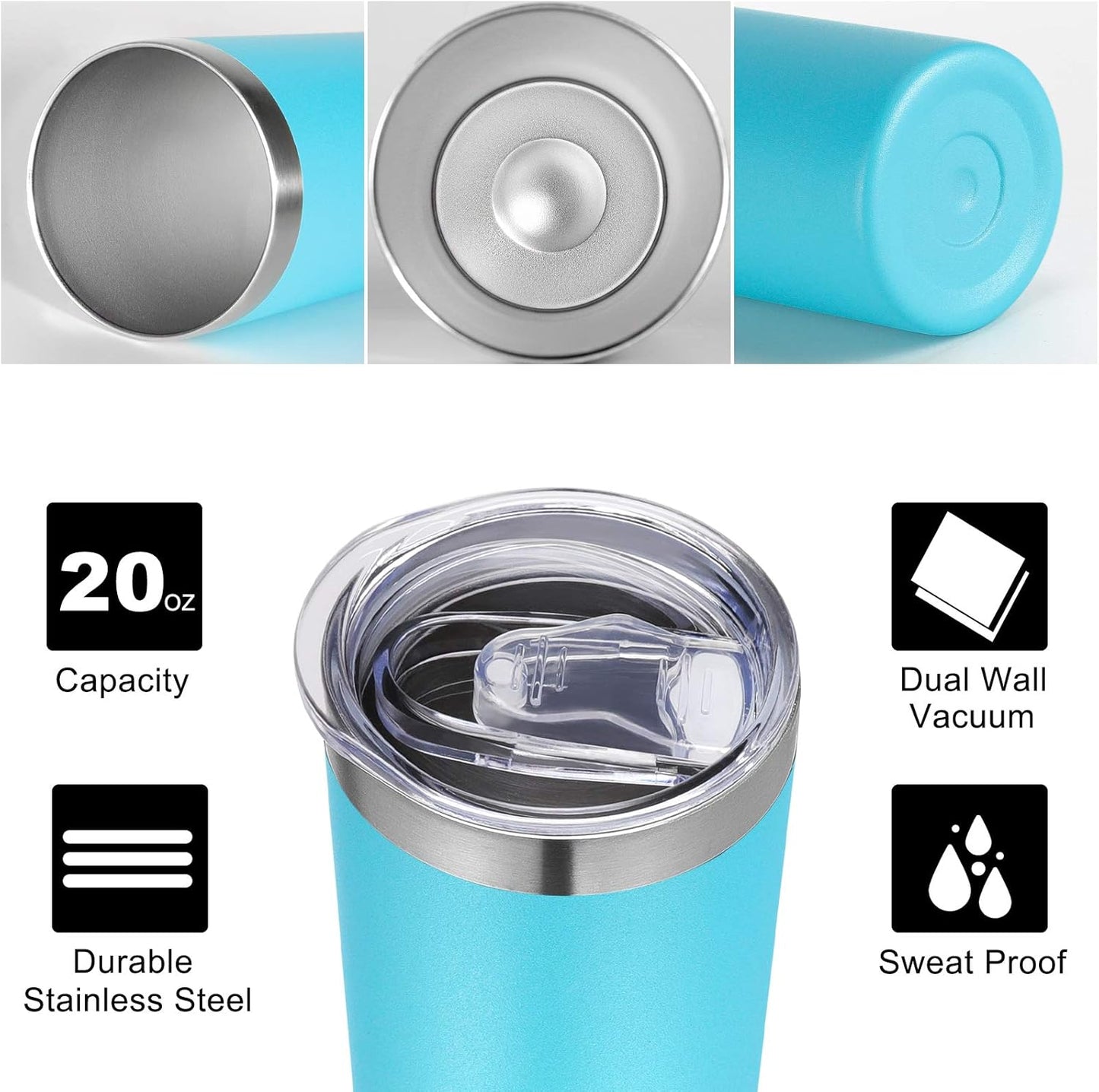 VEGOND Stainless Steel Skinny Tumbler, 20 oz Vacuum Insulated Tumbler with Lid and Straw, Double Wall Coffee Cup, Travel Mug for Cold Hot Drinks, Light Pink 1 Pack