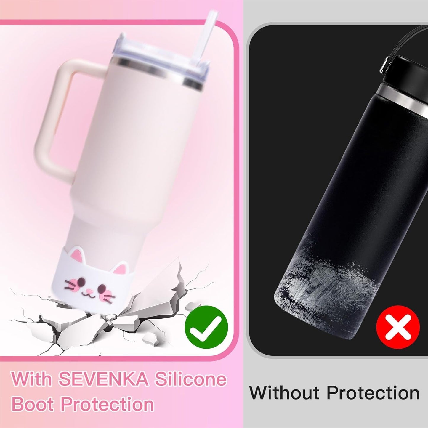 SEVENKA Silicone Boot for Stanley 40 30 oz Quencher Tumbler, IceFlow Water Bottle 30/20 oz, Cup Bottom Sleeve 3.1 inch Diameter