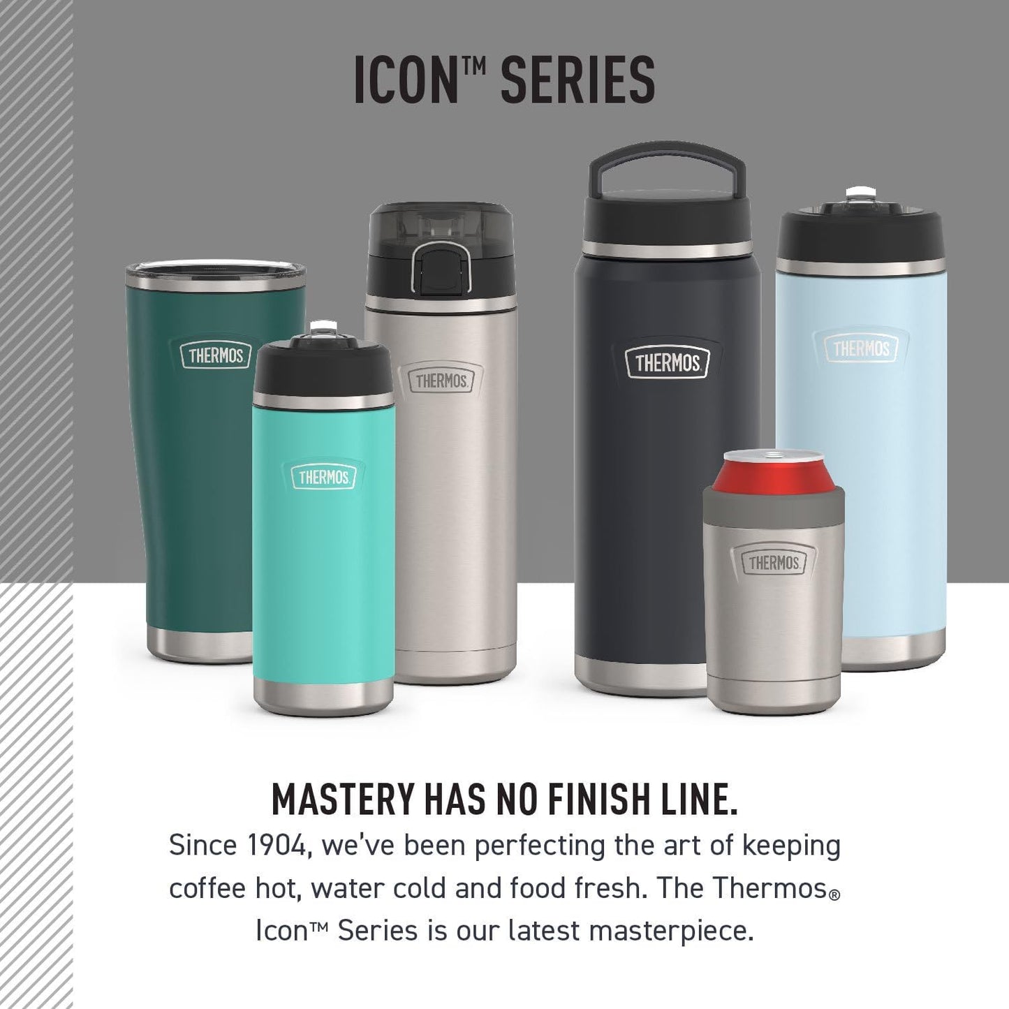 THERMOS ICON SERIES, Stainless Steel Tumbler with Slide Lock, 18 Ounce, Mystic Navy