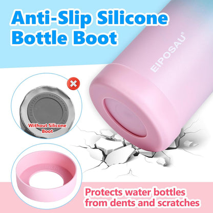 Insulated Water Bottle with Lid & Boot & Stickers, 24 oz Stainless Steel Sweat Free Bottle Keep Cold 24H, BPA-Free Sports Wide Mouth Water Bottle, BlueBlack