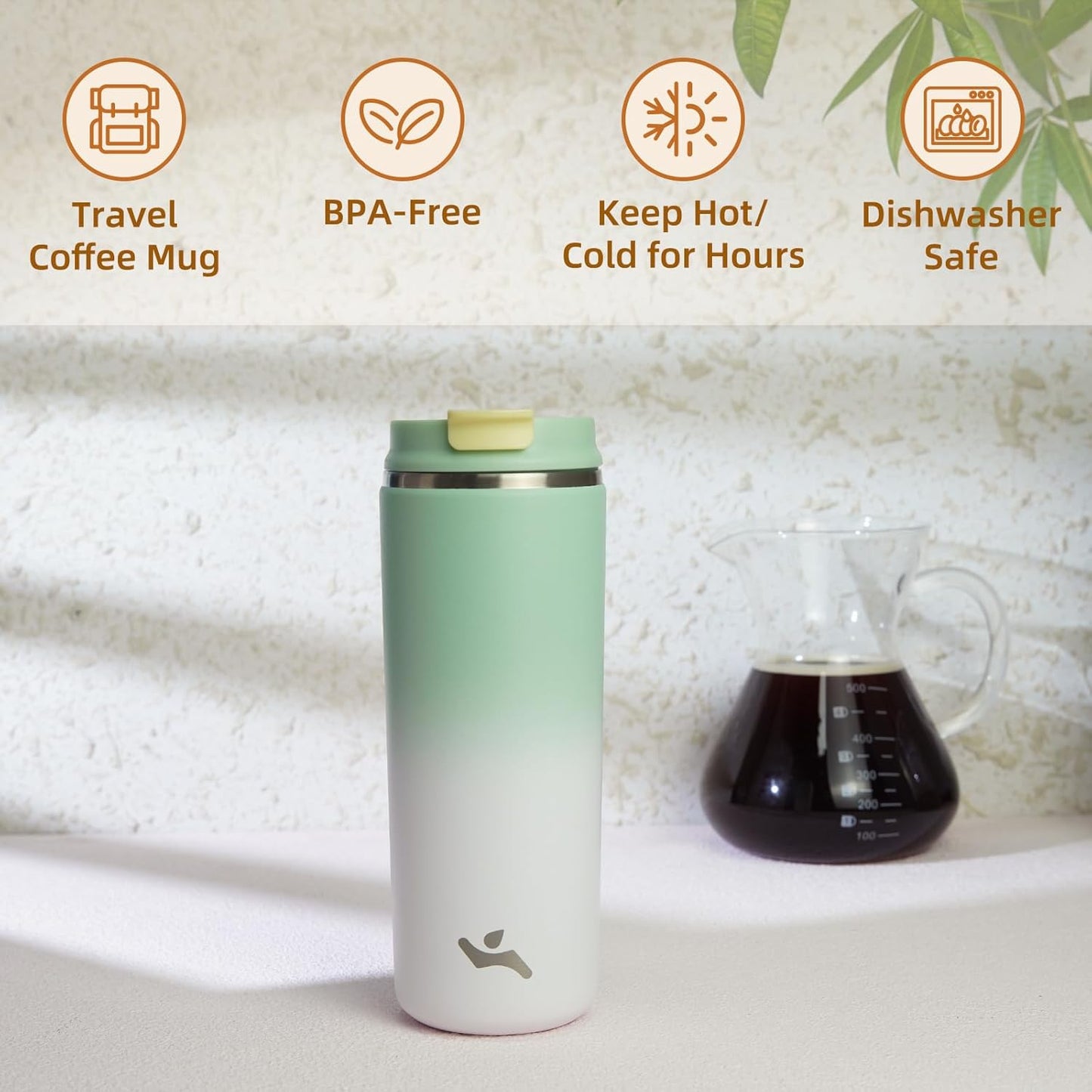 Konokyo Tumbler with Lid, 16 oz Travel Coffee Mug Double Wall Vacuum Stainless Steel Thermal Metal Cup Insulated Water Bottle,Navy Blue