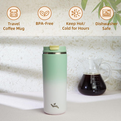Konokyo Tumbler with Lid, 16 oz Travel Coffee Mug Double Wall Vacuum Stainless Steel Thermal Metal Cup Insulated Water Bottle,Navy Blue