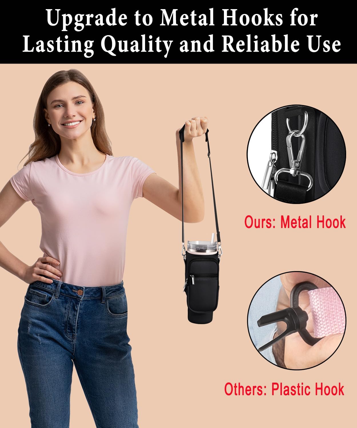 Carrier Bag with Phone Pocket for Stanley 40 oz Tumbler with Handle & Simple Modern 40oz Tumbler - Water Bottle Sling Sleeve Holder for Stanley Cup Accessories with Adjustable Shoulder & Hand Strap