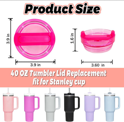 40 OZ Tumbler Lid Replacement Compatible for Stanley Quencher H2.0, 1 Pack BPA Free Clear Lid Replacement for Stanley Cup Accessories(Clear-White)
