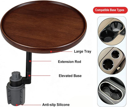 Car Tray 360° Rotating Cup Holder Table Organizer for Car Center Console Car Accessories Compatible with Most Vehicle