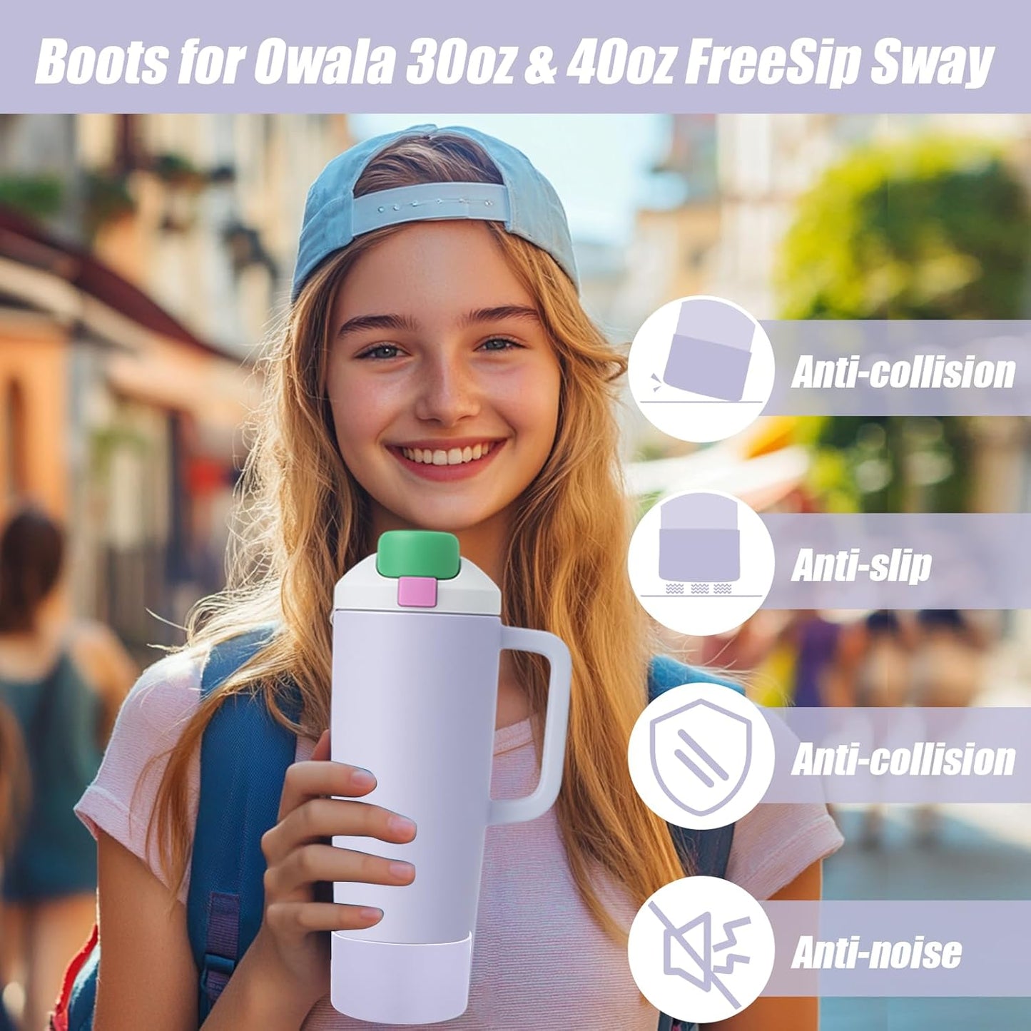 Mity rain 2PCS Protective Silicone Boots for Owala 30oz & 40oz FreeSip Sway Bottles & Tumblers - Accessories for owala, Enhances Stability & Prevents Scratches(Black Cherry)