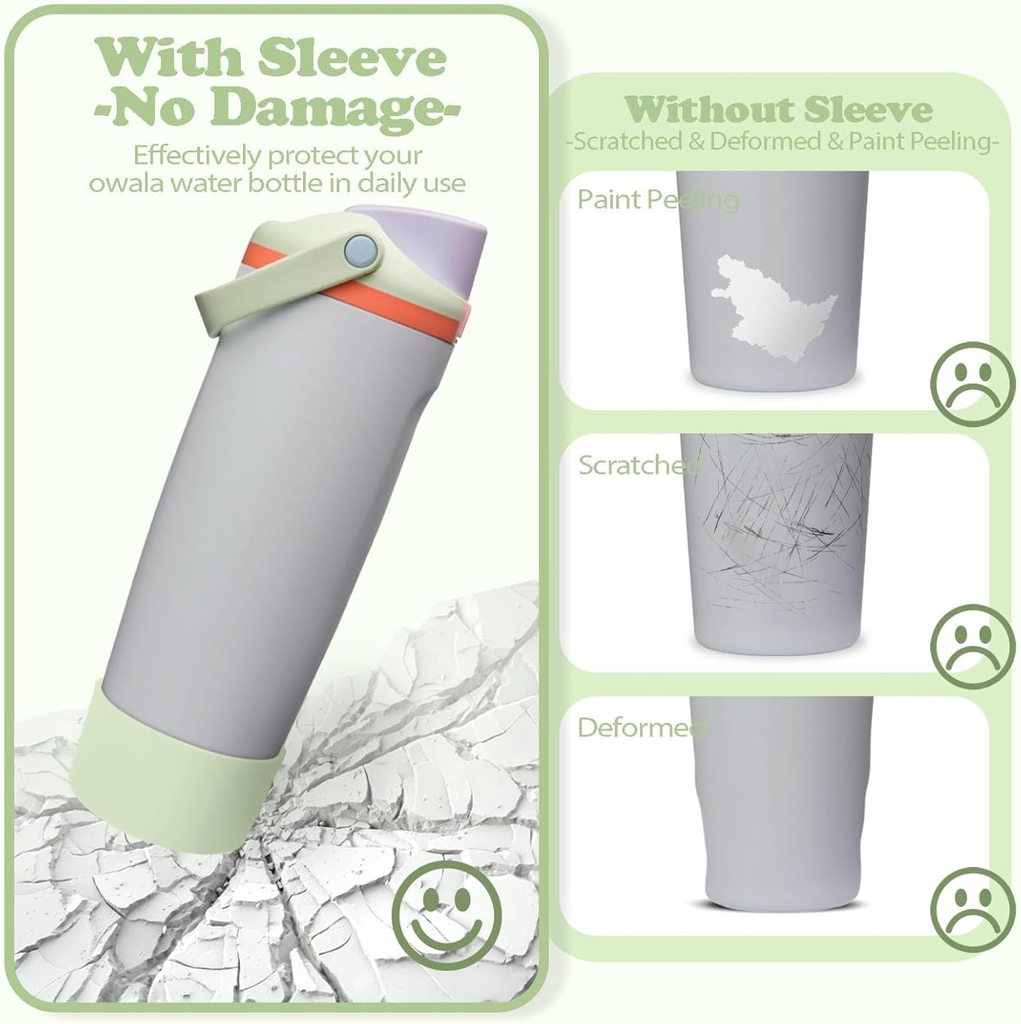 2PCS Silicone Boots for Owala 30oz & 40oz FreeSip Sway Bottles & Tumblers – Non-Slip, Scratch-Resistant, Stability Enhancer for Owala Accessories (Eucalyptus Green) - Colors B