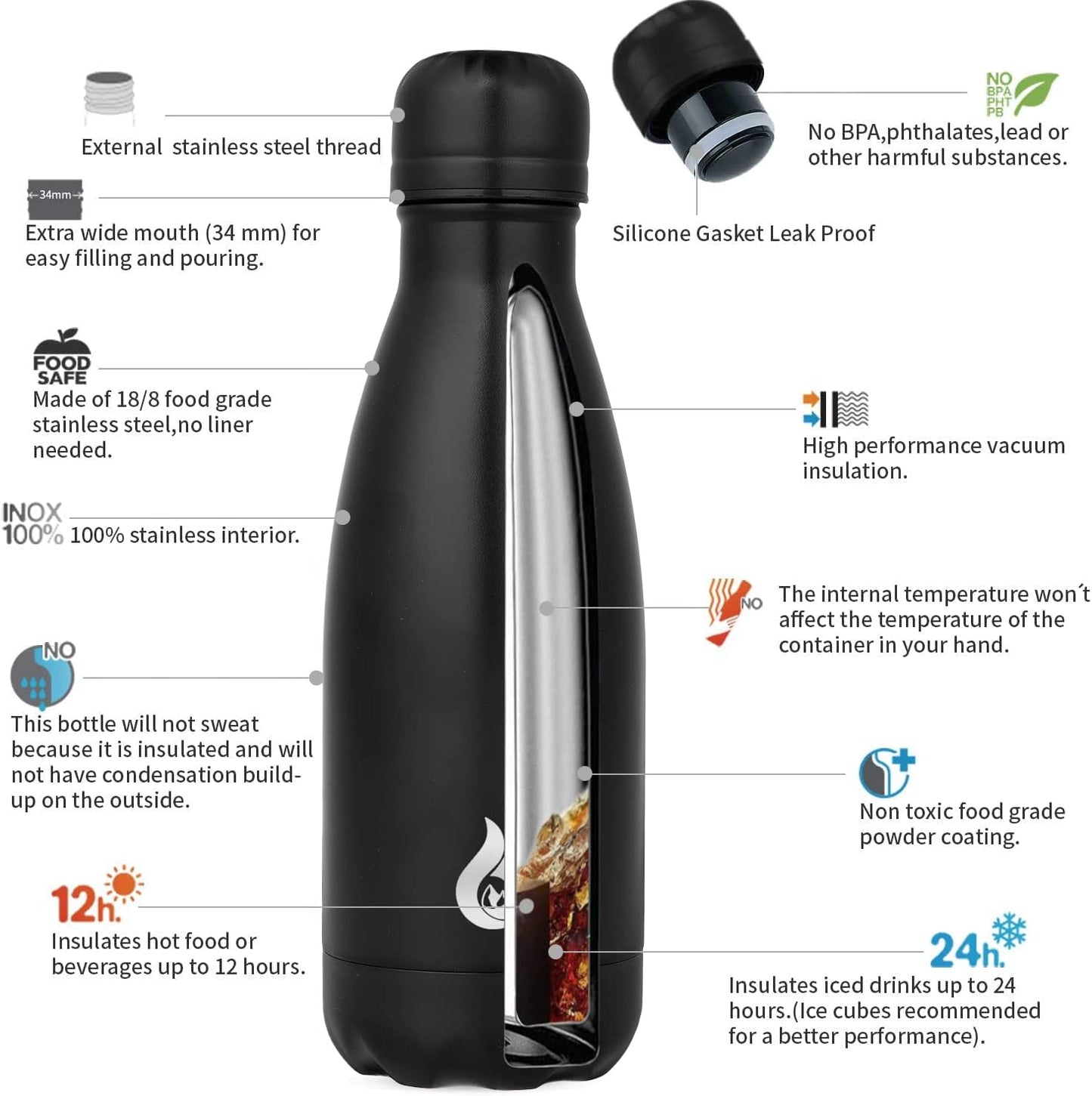 BJPKPK Insulated Water Bottle 12oz Small Stainless Steel Water Bottles Reusable Metal Thermal Keep Cold and Hot,Dreamy Purple - Colors A