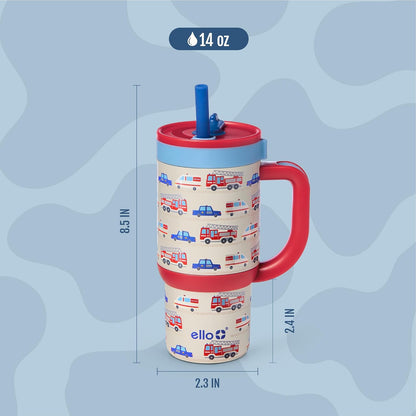 Ello Oasis 18oz Kids Tumbler with Handle & Retracting Straw, 100% Leakproof Reusable Insulated Stainless Steel Cup, Gifts for Teens Girls Boys, Keeps cold for 18 Hours, Cup Holder Friendly, Glacier