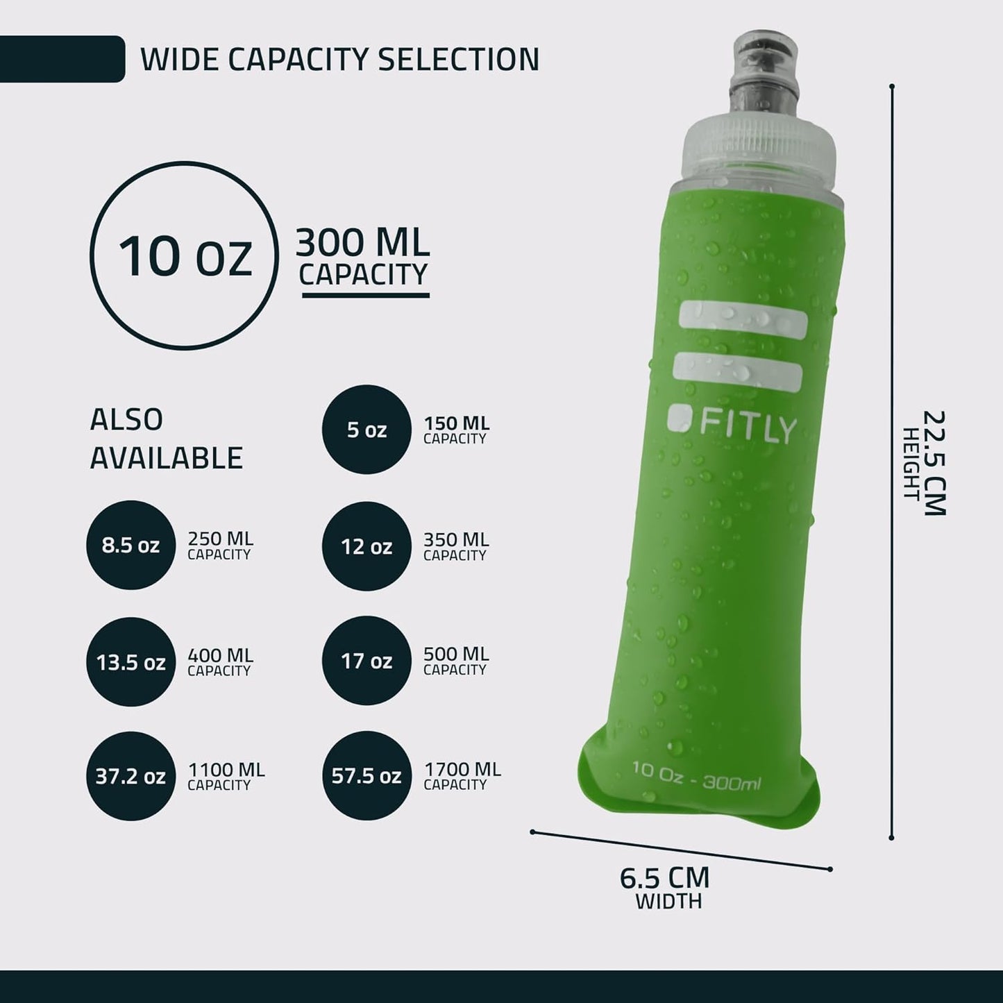 FITLY Soft Flask - Shrink As You Drink Soft Water Bottle for Hydration Pack - Folding Water Bottle Ideal for Running, Hiking, Cycling, Climbing & Rigorous Activity