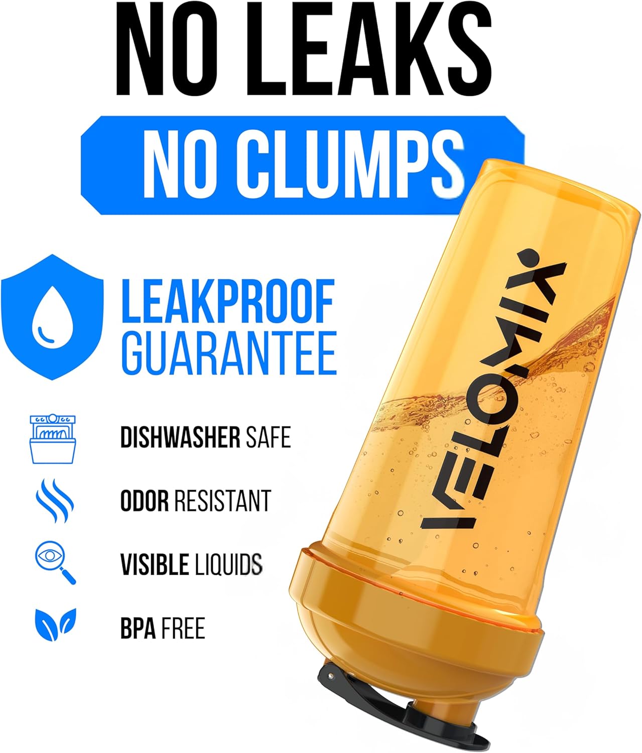 VELOMIX -2 Pack- 28 oz Protein Shaker Bottles for Protein Mixes - 2x Wire Whisk | Leak Proof Shaker Cups for Protein Shakes | Protein Shaker Bottle Pack (Black/Transparent)