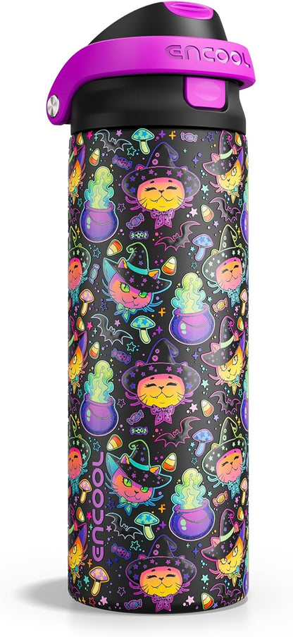 ENCOOL Leakproof Insulated Water Bottle with Straw Dual-Sip Water Bottle Bag-Safe Design for Work, Commute & Gym – Keeps Drinks Cold All Day, 24 oz, Lemonade Pink - Colors A