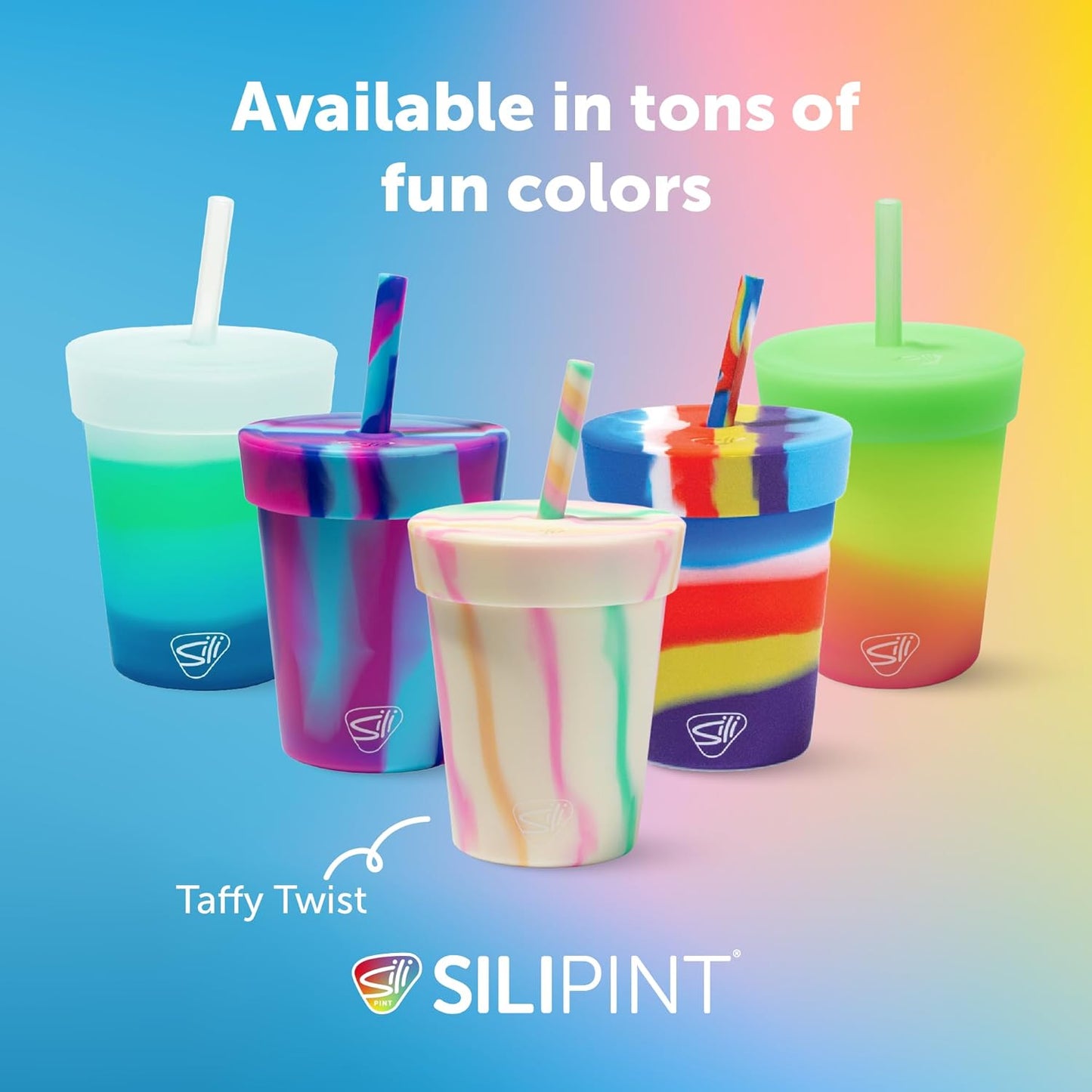 Silipint 8oz Silicone Tumbler with Straw and Lid – Unbreakable, BPA Free, Non-Toxic, Dishwasher, Microwave, Freezer Safe Tumbler Cup – Drinkware for Juice, Smoothies, Coffee (Cool Berry Crush)