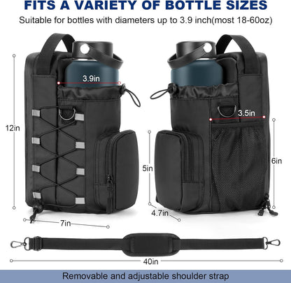 Magnetic Gym Bag Water Bottle Holder for Men and Women, Upgraded Magnetic Gym Bag, Water Bottle Holder With Strap (Black)
