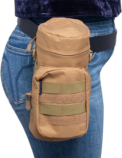 Molle Water Bottle Holder, Tactical Water Bottle Pouches for Backpack with D-Ring Hook