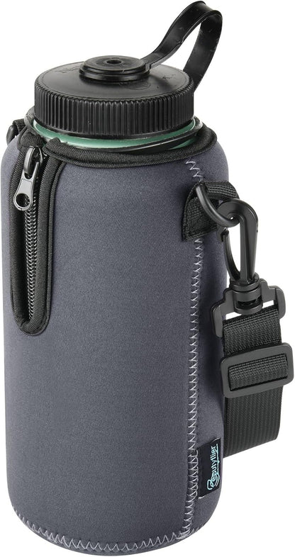 Beautyflier Neoprene Water Bottle Sleeve Insulator Cooler, Compatible with Nalgene Water Bottle 32 OZ, with Adjustable Shoulder Strap for Hydro Flask Wide Mouth Bottle 32oz, etc.