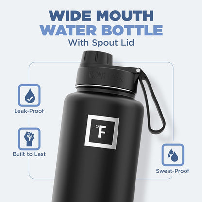 IRON °FLASK Camping & Hiking Hydration Flask with Straw, Wide Mouth Insulated Stainless Steel Sports Water Bottle - 22 oz Aurora