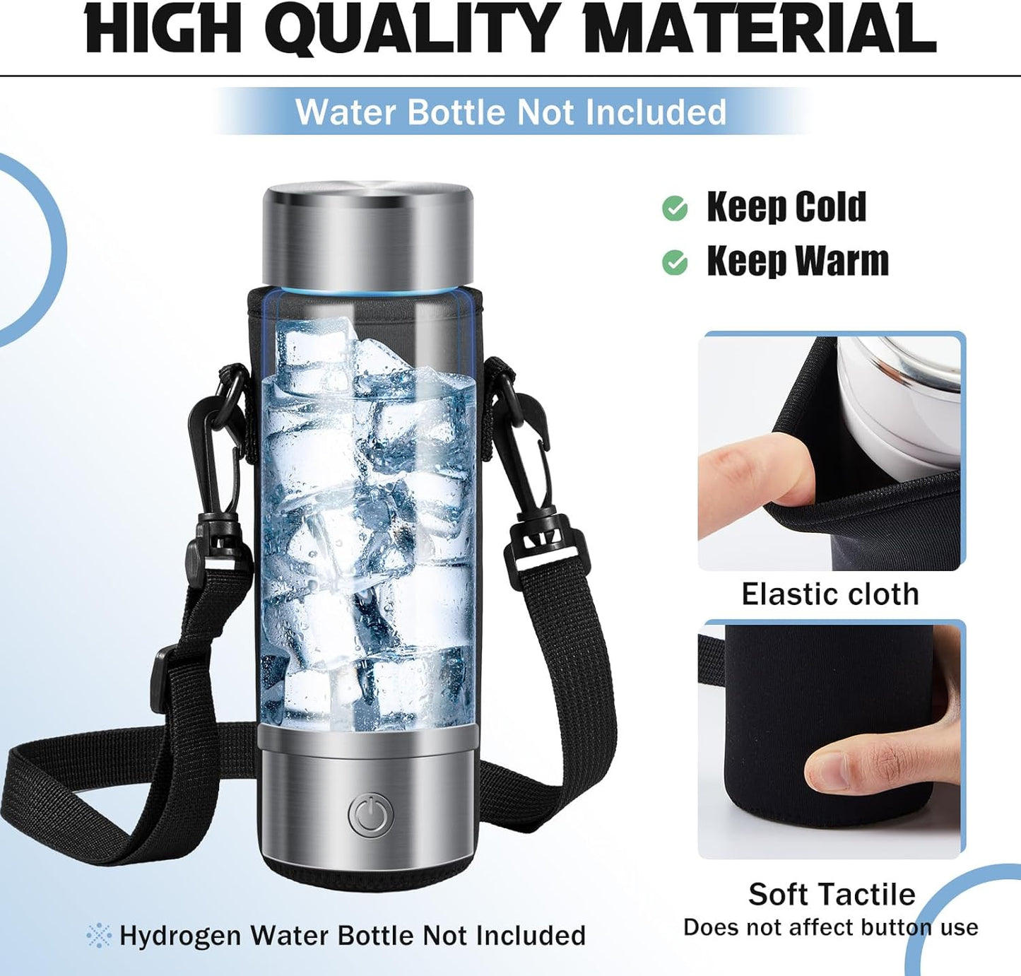 FillTouch 2 Pack Insulated Neoprene Water Bottle Holder Carrier with Adjustable Strap - Hands Free Sling Bag for 17oz/500ml Standard Bottles for Walking, Gym, Hiking, Commuting
