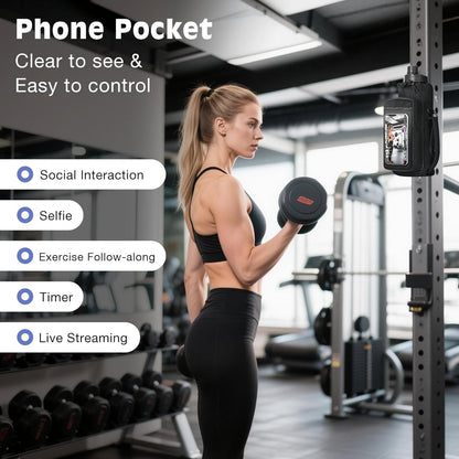 MoKo Magnetic Gym Bag, Magnetic Water Bottle Holder with Clear Phone Pouch, Built-in 4 Magnets Fitness Bag for Men and Women Compatible with Most Water Bottles, Gym Accessories Gifts, Black