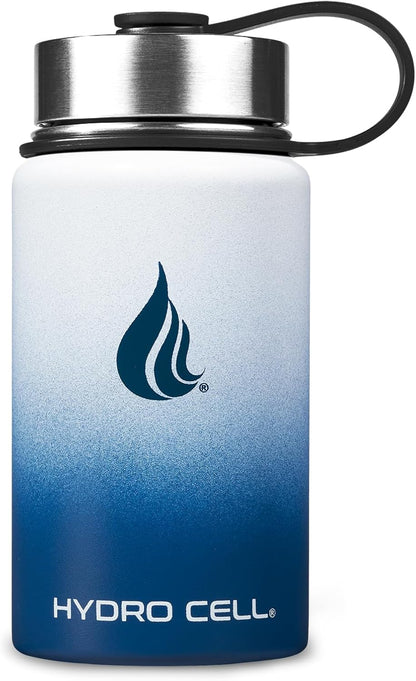 HYDRO CELL Stainless Steel Insulated Water Bottle with Straw - For Cold & Hot Drinks - Metal Vacuum Flask with Screw Cap and Modern Leakproof Sport Thermos for Adults (Neon 18oz)