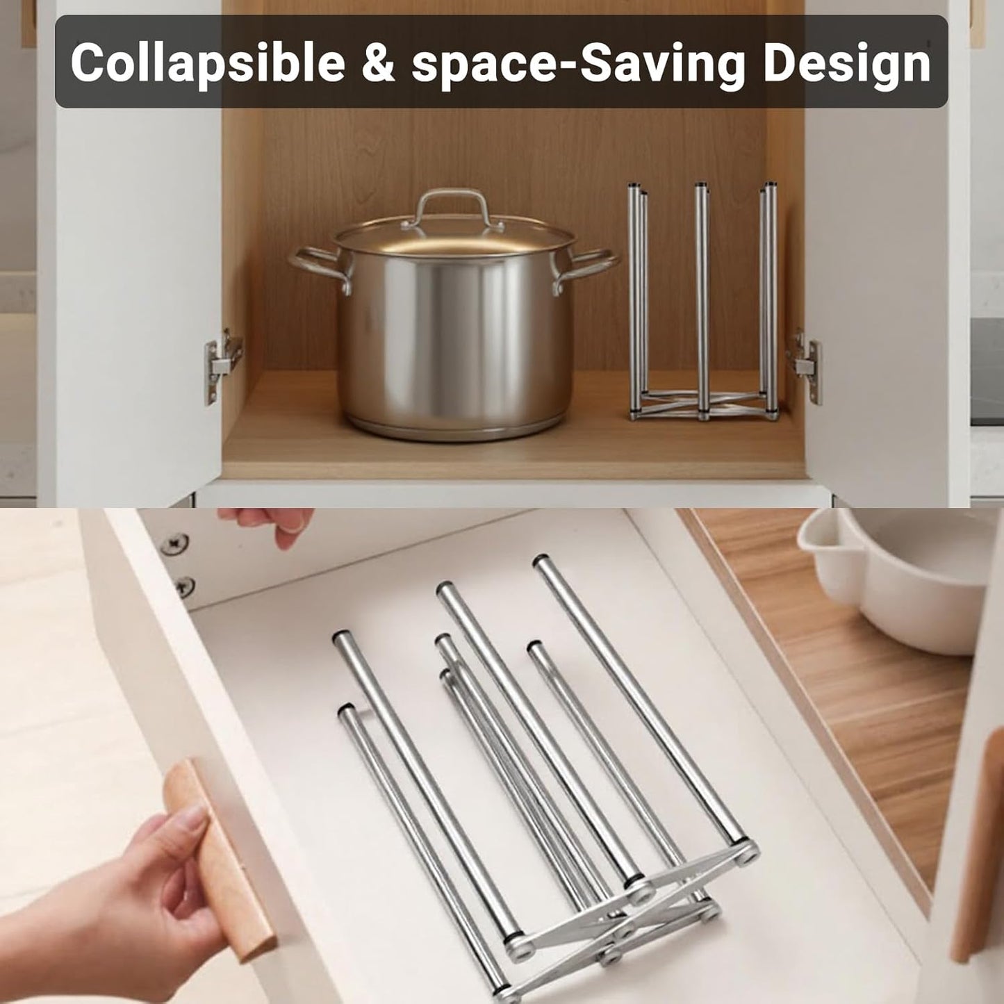 Stainless Steel Bottle Drying Rack with Non-Slip Silicone Mat – Foldable Water Bottles Dryer Stand for Cups, Tumblers, Wine Glasses & Baby Bottles, Space-Saving Countertop Bottle Rack Organizer
